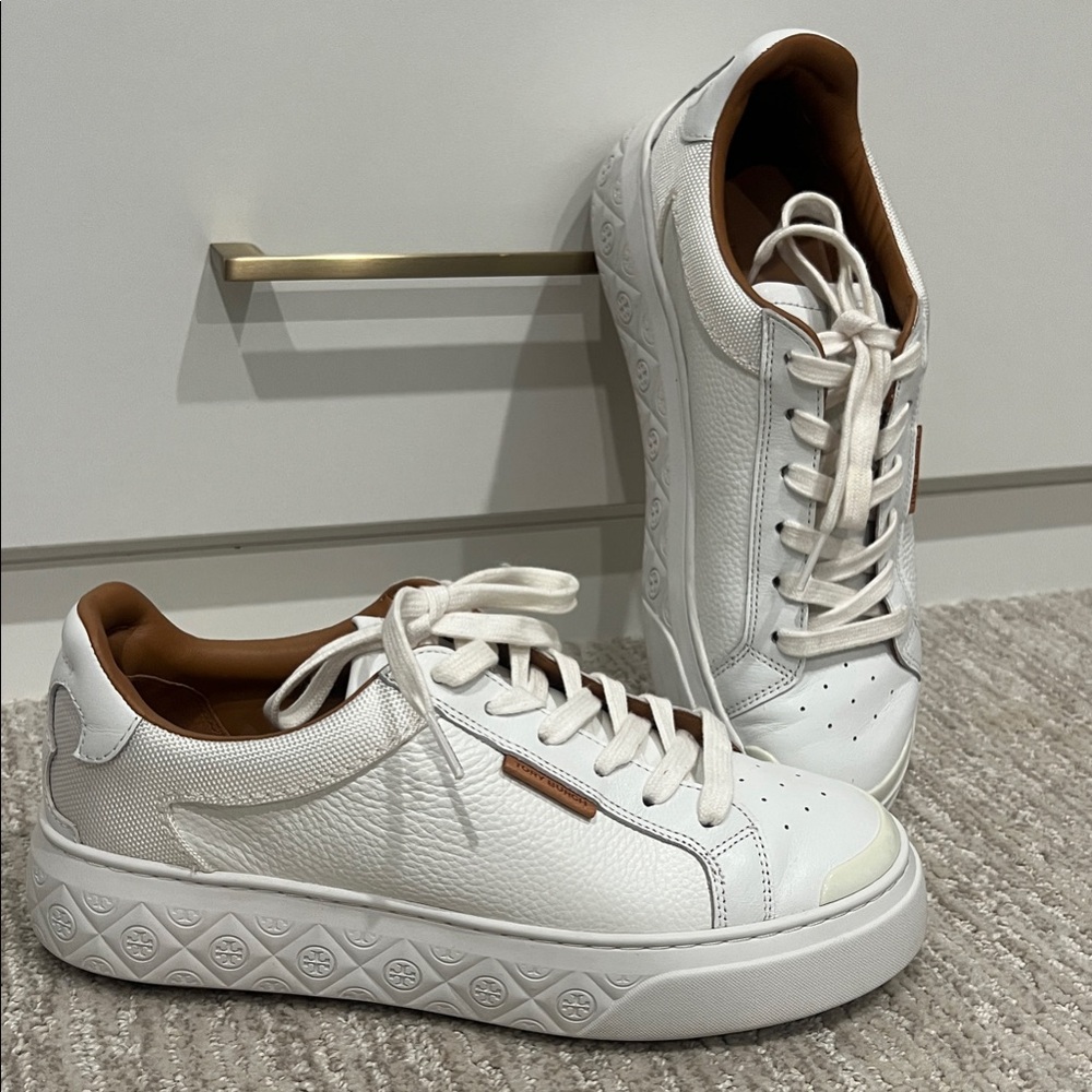 Tory Burch White Leather Platform Sneakers - Like New